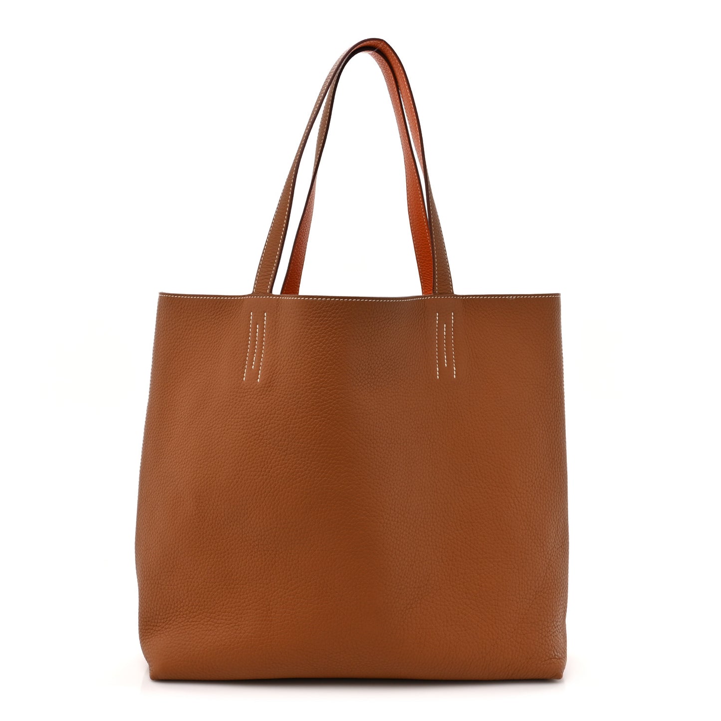 Taurillon Clemence Double Sens Reversible Tote 35 Gold Orange
