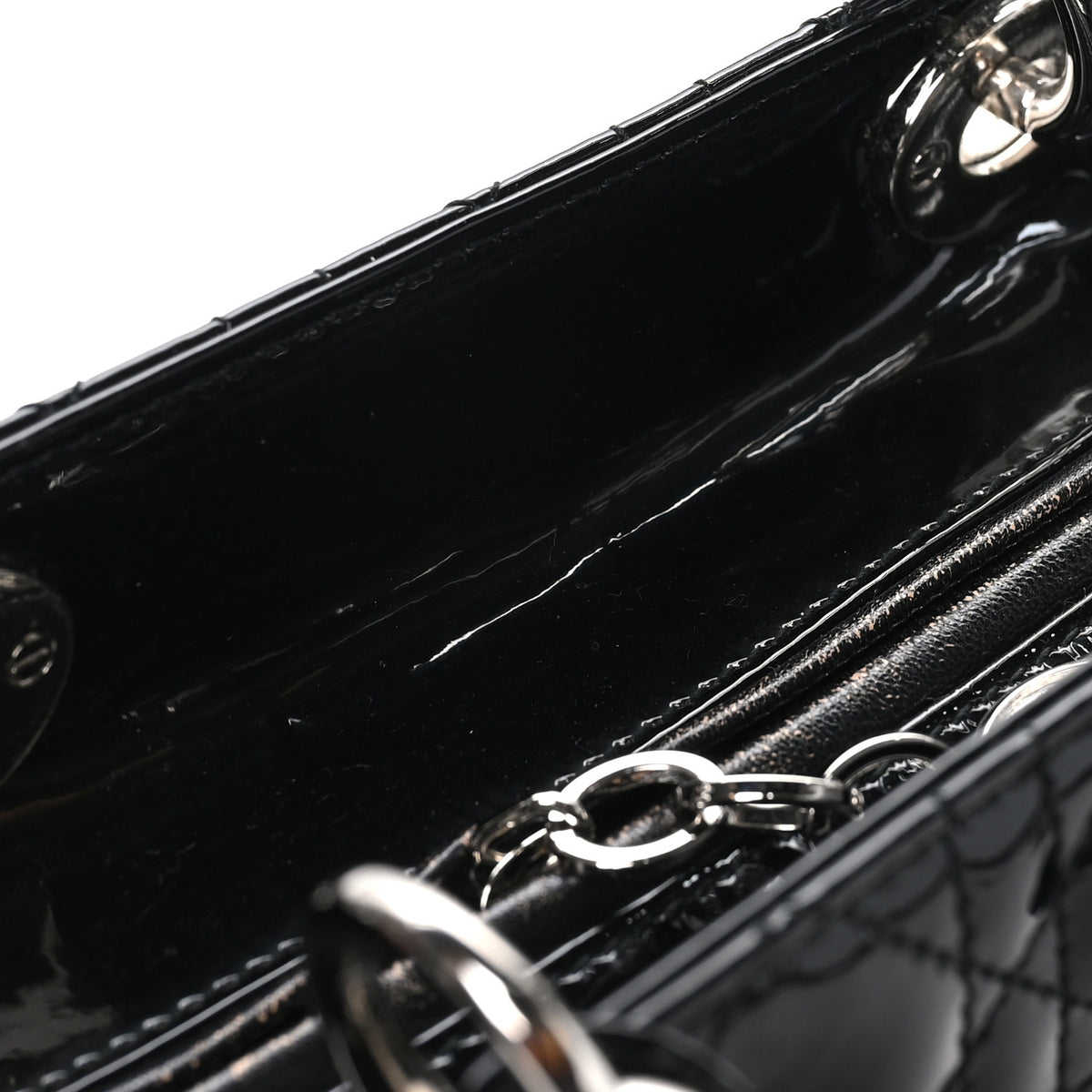 Patent Cannage Medium Lady Dior Black