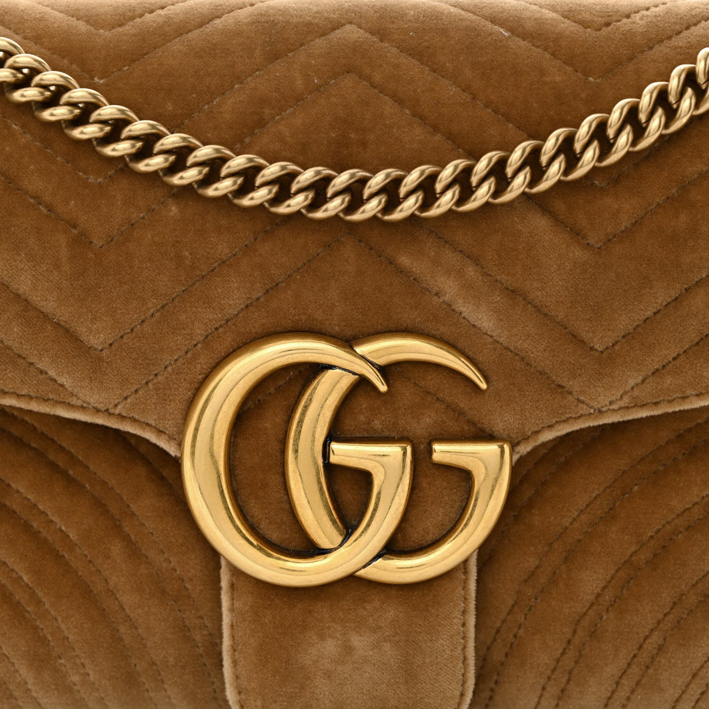 Velvet Matelasse Medium GG Marmont Shoulder Bag Taupe
