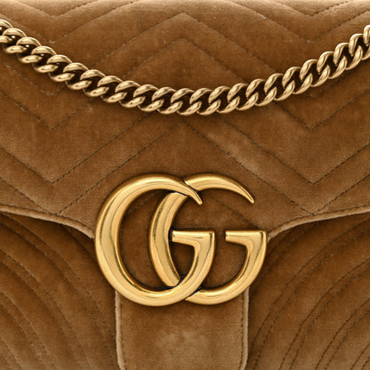 Gucci Velvet Matelasse Medium GG Marmont Shoulder Bag Taupe 8 of 12