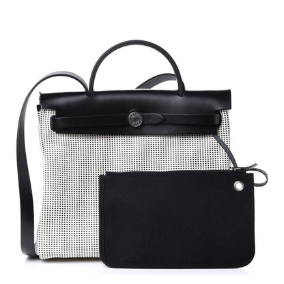 Hermes Vache Hunter Criss Viking Herbag Zip Retourne 31 PM Ecru Black 1 of 9