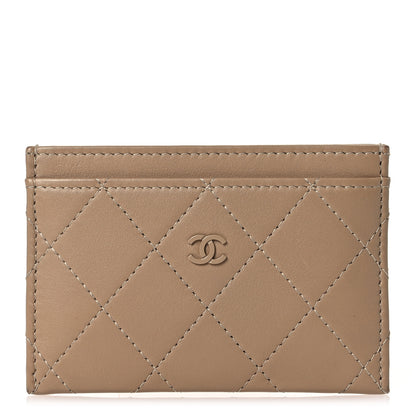 Chanel Lambskin Quilted Card Holder Dark Beige 1 of 14