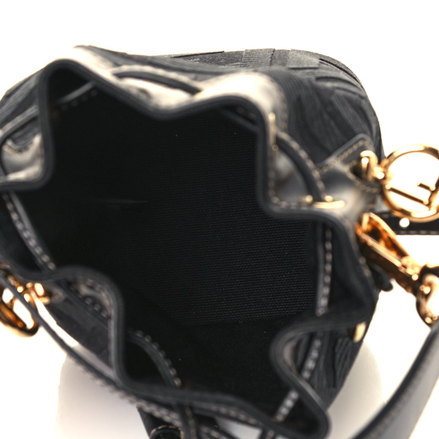 Fendi Canvas Vitello King F is Fendi FF Embroidered Mini Mon Tresor Bucket Bag Black 5 of 12