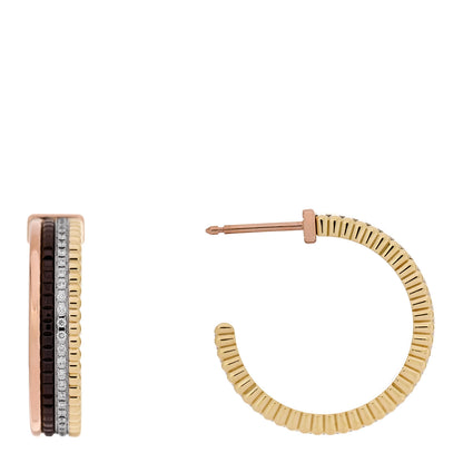 Boucheron 18K Pink Yellow White Gold Diamond PVD Quatre Classique Hoop Earring 1 of 5
