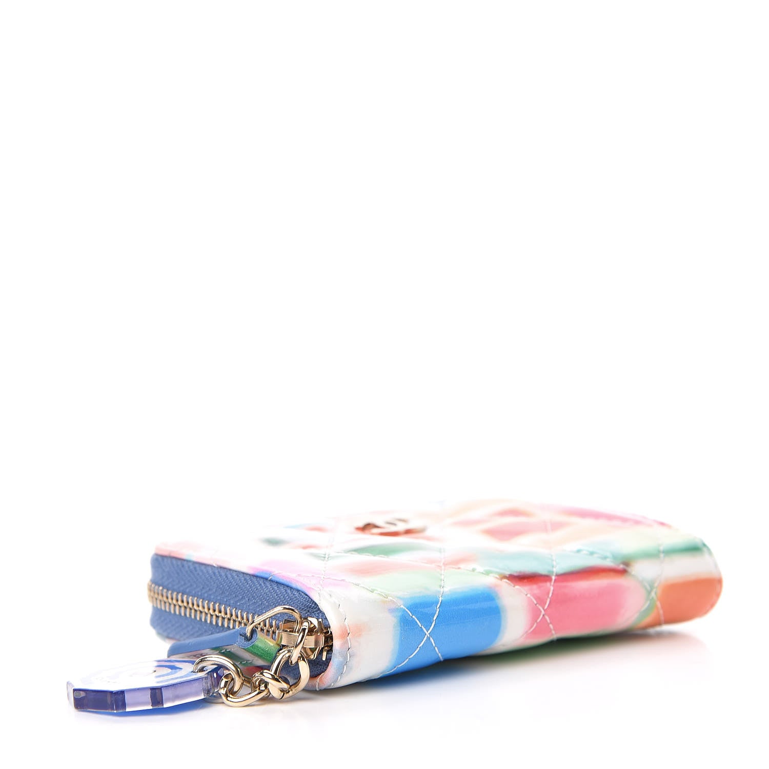 Chanel Patent Calfskin Printed Quilted Zip Coin Purse Multicolor 4 of 11