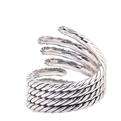 David Yurman Sterling Silver Diamond Willow Open Four Row Ring 56 7.5 3 of 4