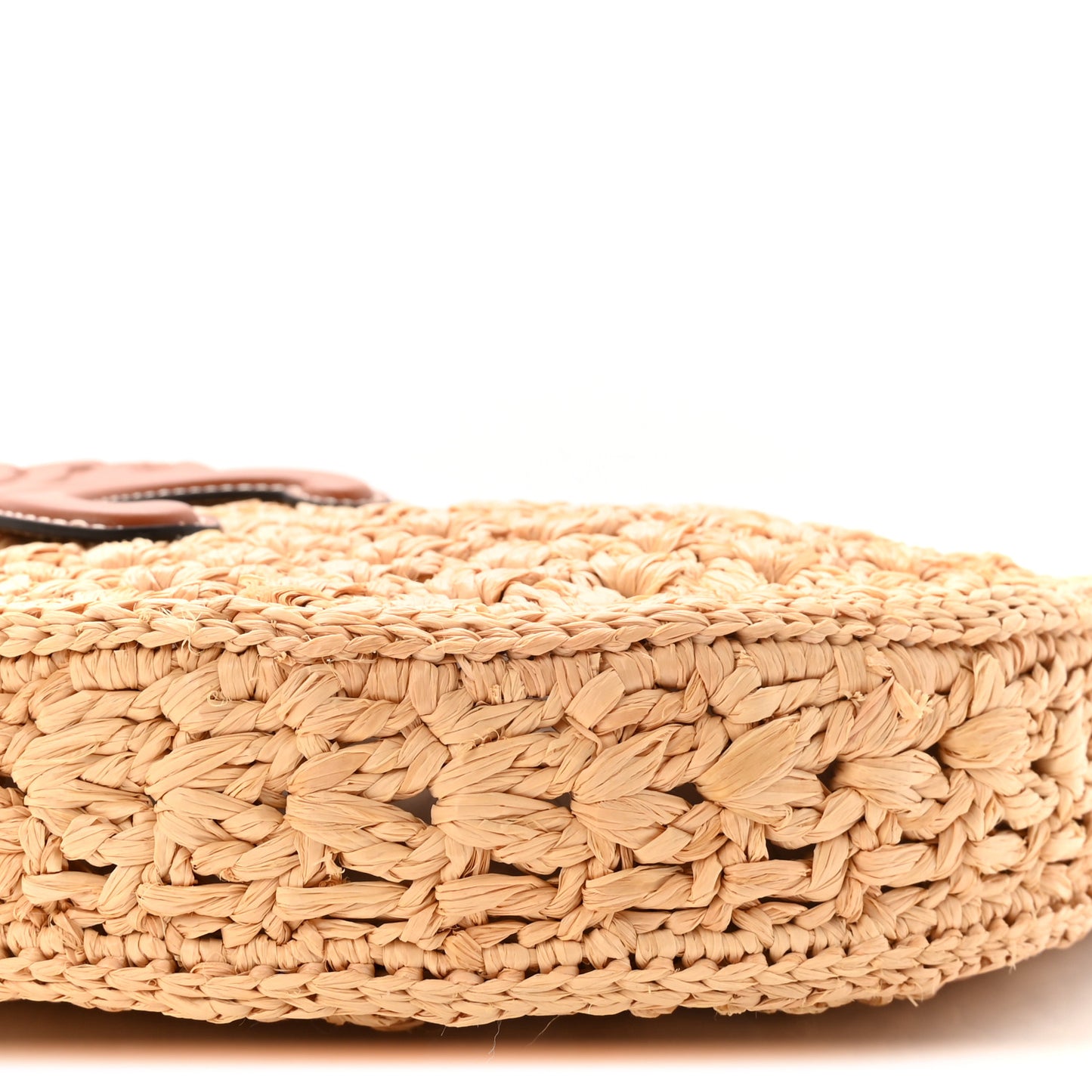 Raffia Calfskin Triomphe Panier Hobo Bag Natural Tan