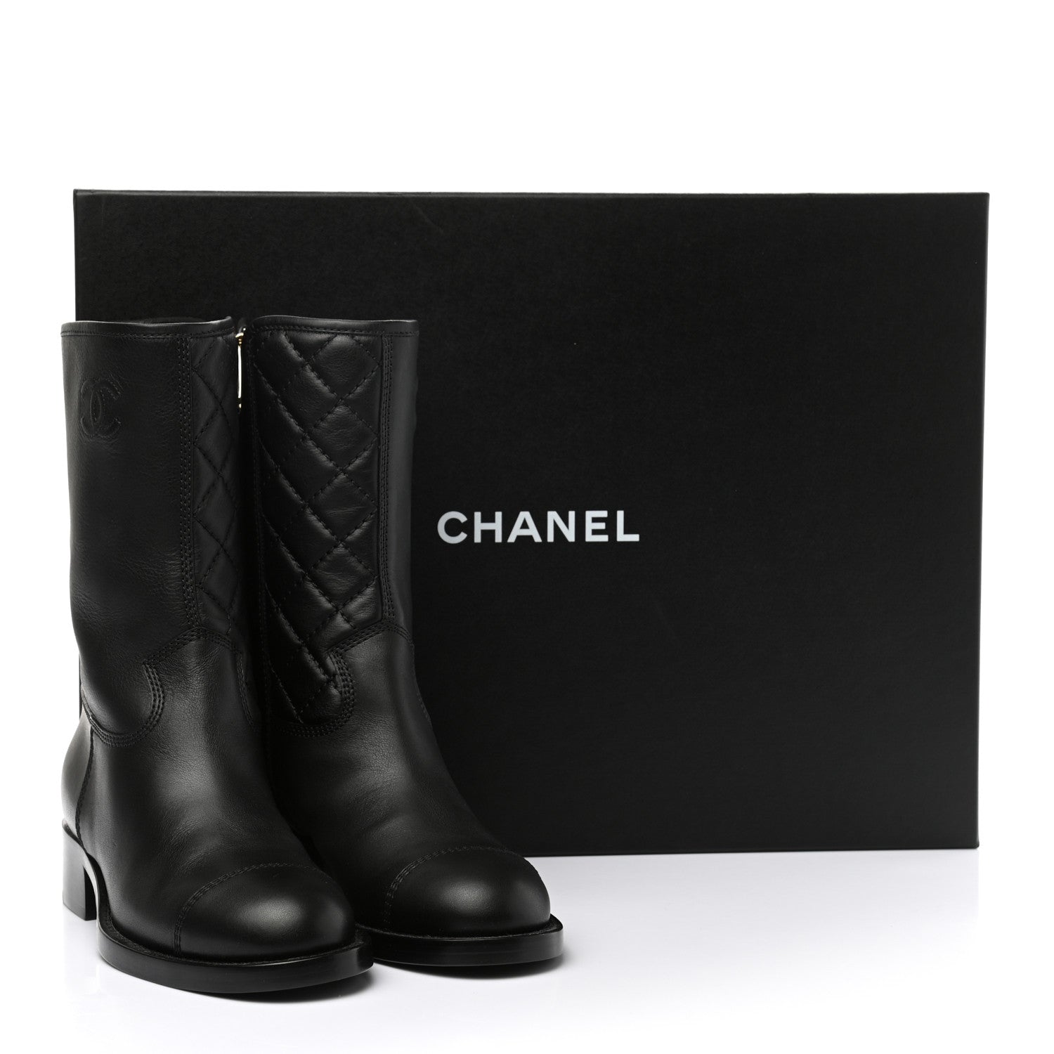 Chanel Calfskin CC Boots 37 Black 9 of 9