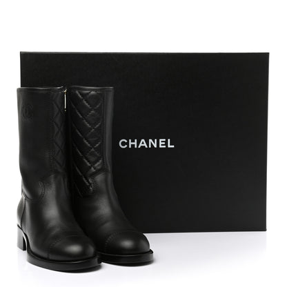 Chanel Calfskin CC Boots 37 Black 9 of 9