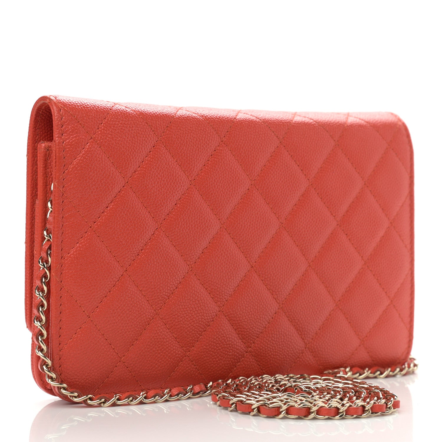 Chanel Caviar Quilted Golden Class Wallet On Chain WOC Red 3 of 12