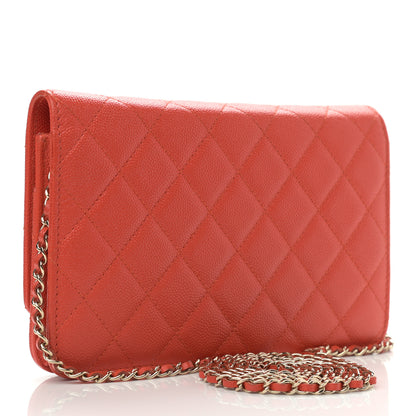 Chanel Caviar Quilted Golden Class Wallet On Chain WOC Red 3 of 12