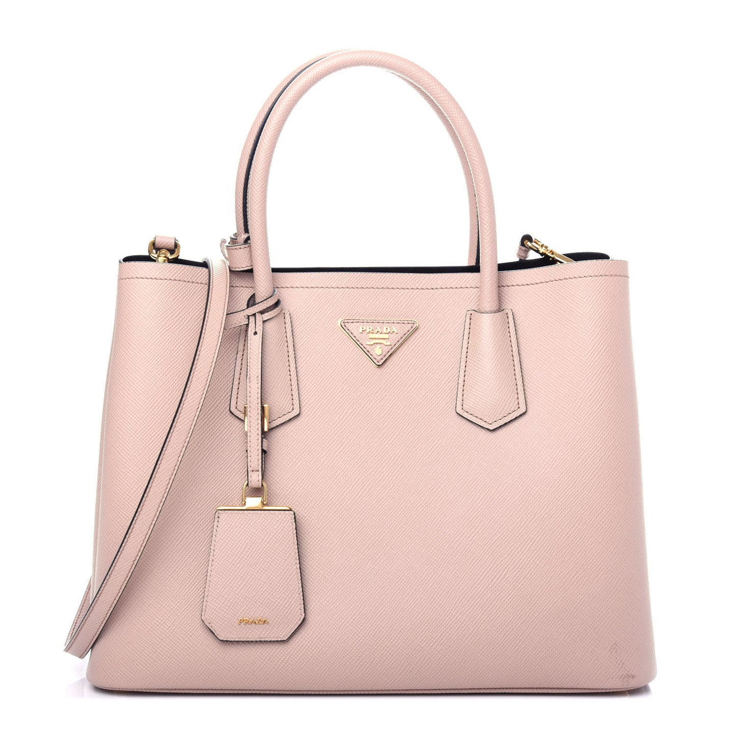 Saffiano Cuir Small Double Bag Cammeo Black