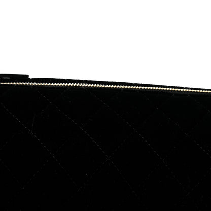 Chanel Velvet Quilted Clutch With Strap Black 8 of 10