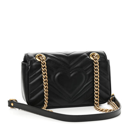 Gucci Calfskin Matelasse Mini GG Marmont Shoulder Bag Black 3 of 9