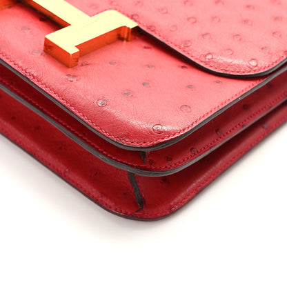 Hermes Ostrich Constance 24 Rouge Vif 12 of 16