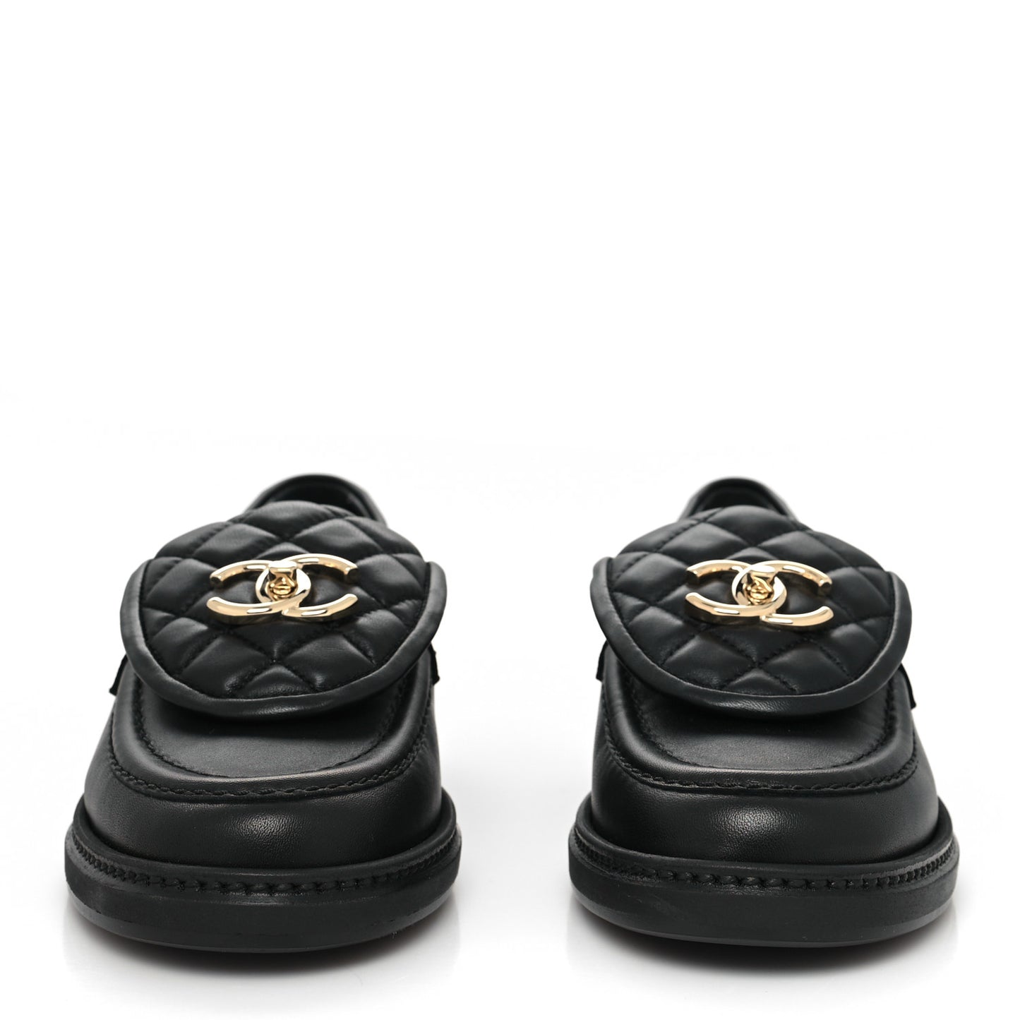 Lambskin Quilted CC Turnlock Loafers 36.5 Black