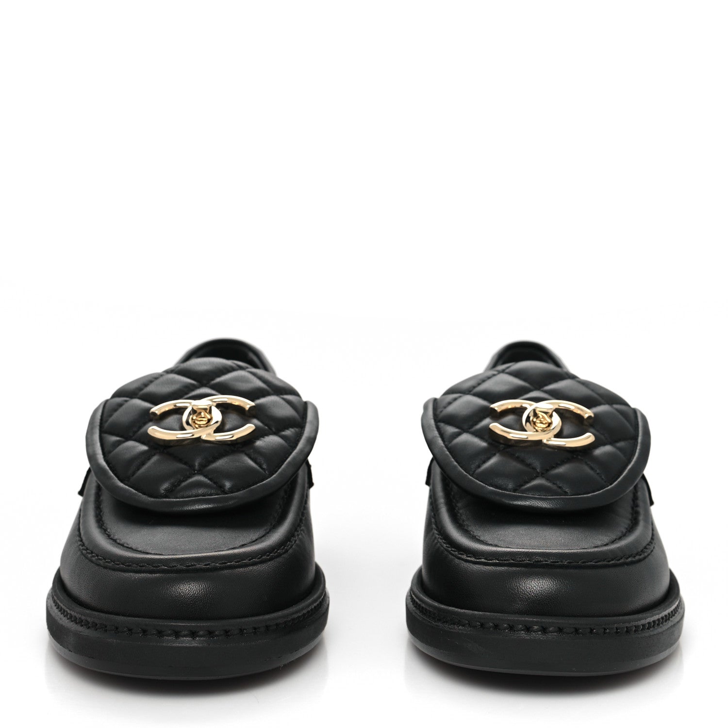 Chanel Lambskin Quilted CC Turnlock Loafers 36.5 Black 2 of 9