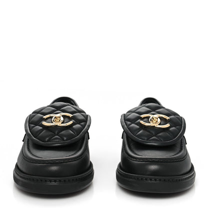 Chanel Lambskin Quilted CC Turnlock Loafers 36.5 Black 2 of 9