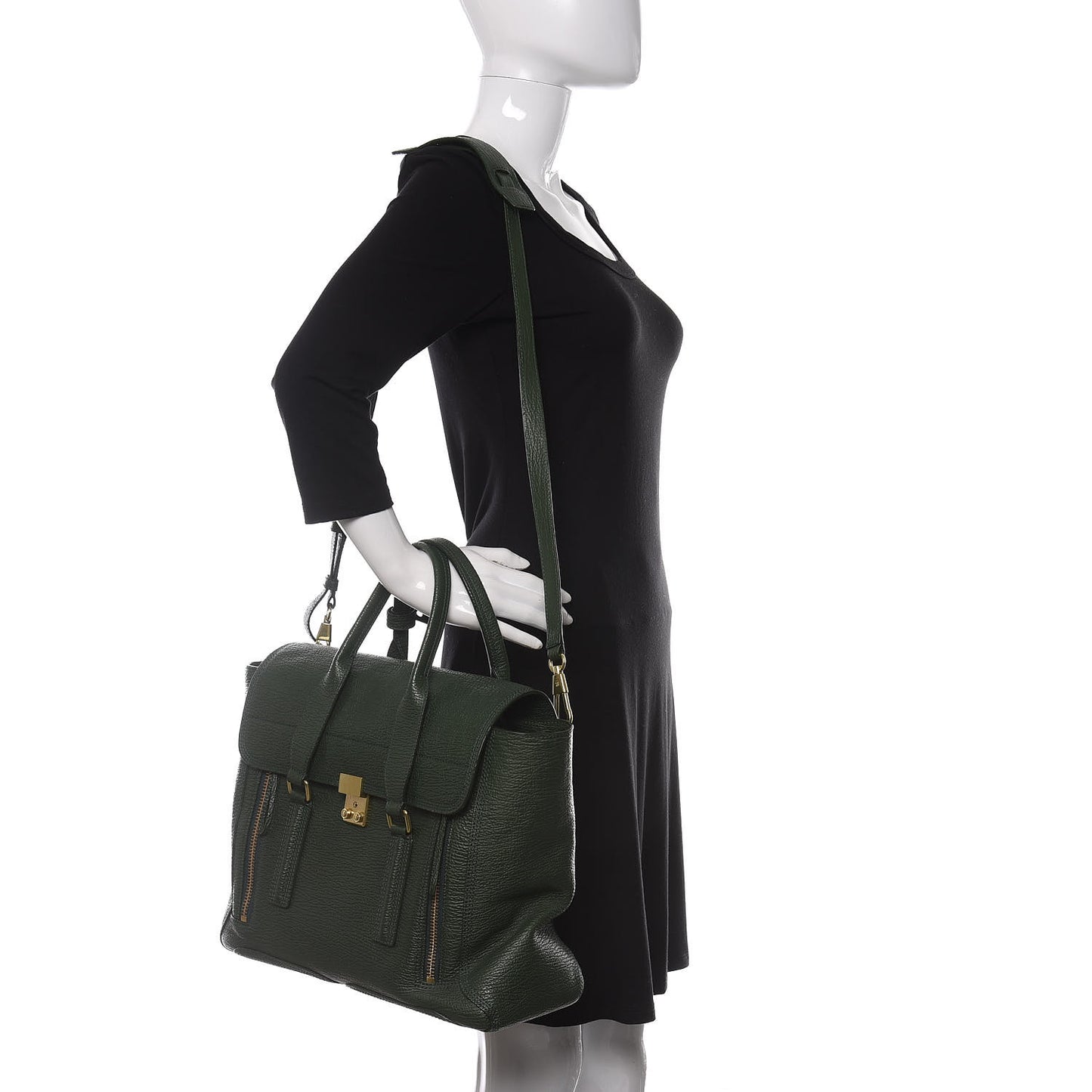 3.1 Textured Calfskin Large Pashli Satchel Jade