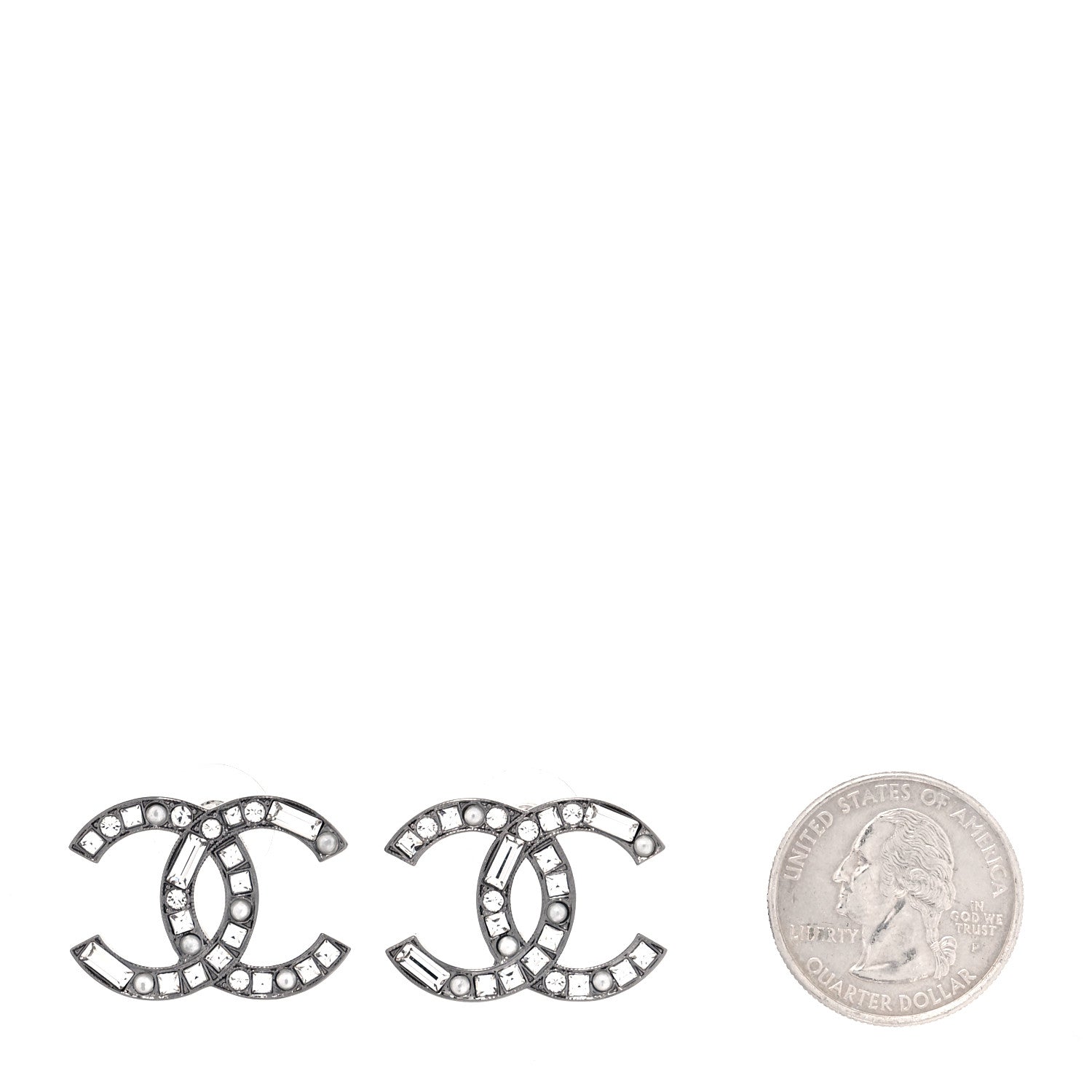 Chanel Baguette Crystal Pearl CC Bright Young Things Earrings Ruthenium 2 of 4