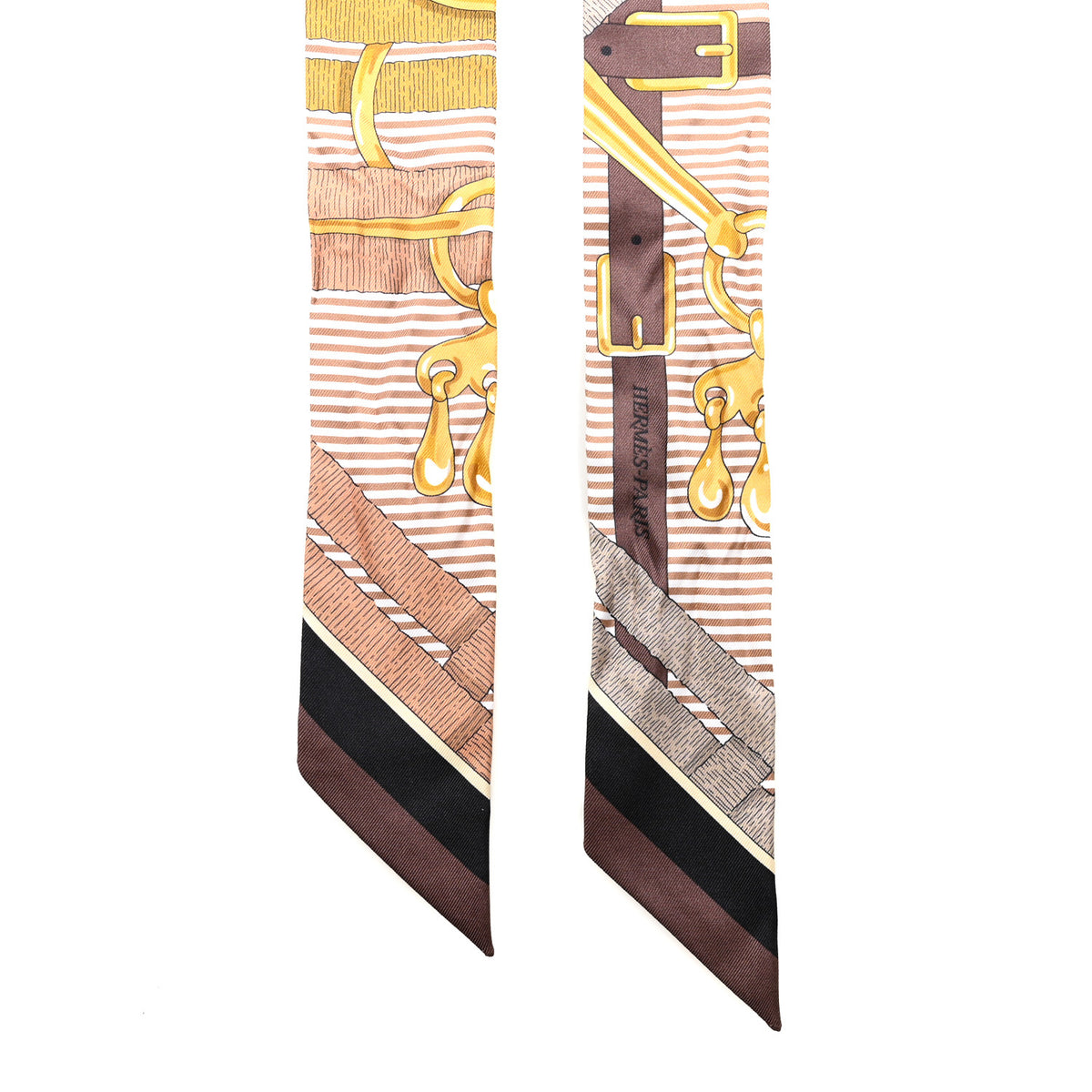 Hermes Silk Mors a Jouets Chemise Twilly Chocolate Gold Black 2 of 4