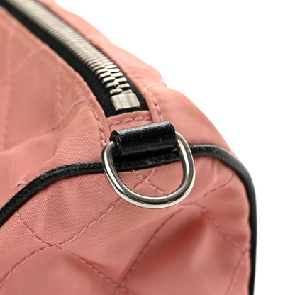 Prada Tessuto Nylon Saffiano Impunturato Quilted Barrel Pochette Pink Black 13 of 13