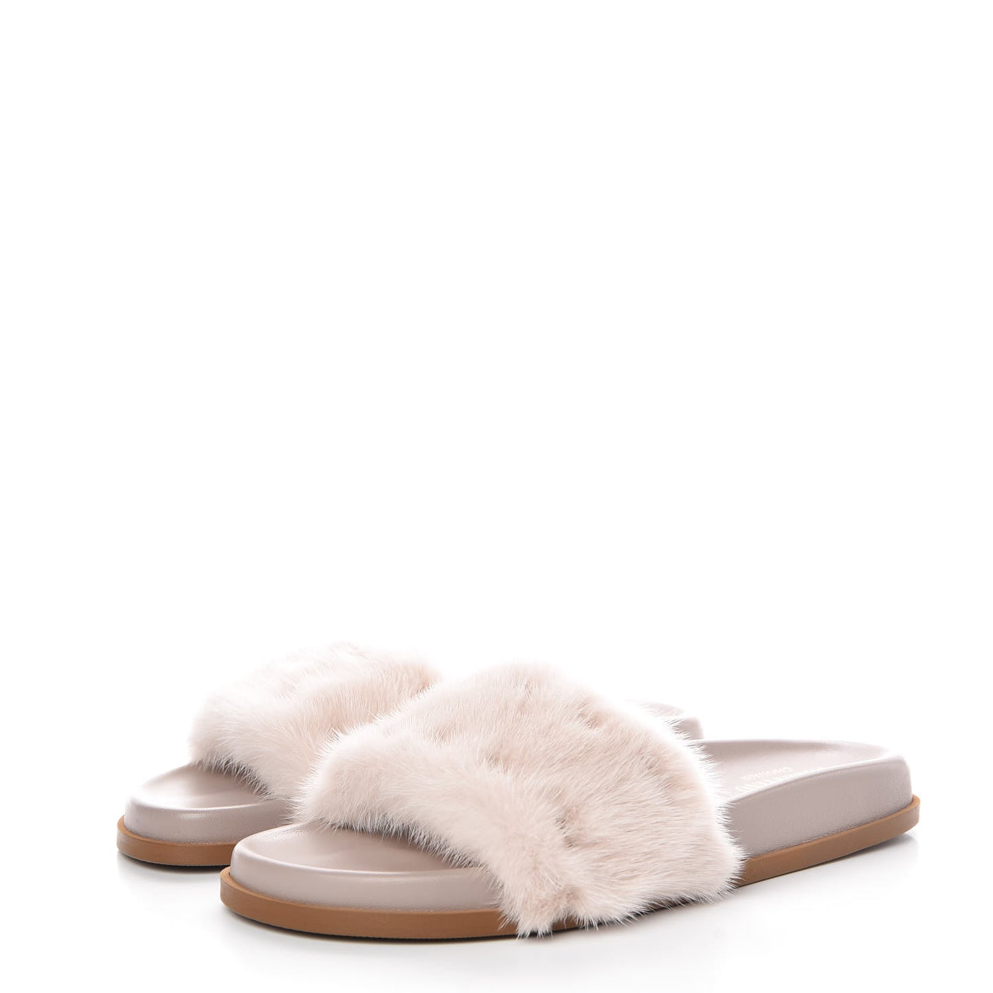 Mink Fur Rockstud Slide Sandals 39 Vapeur