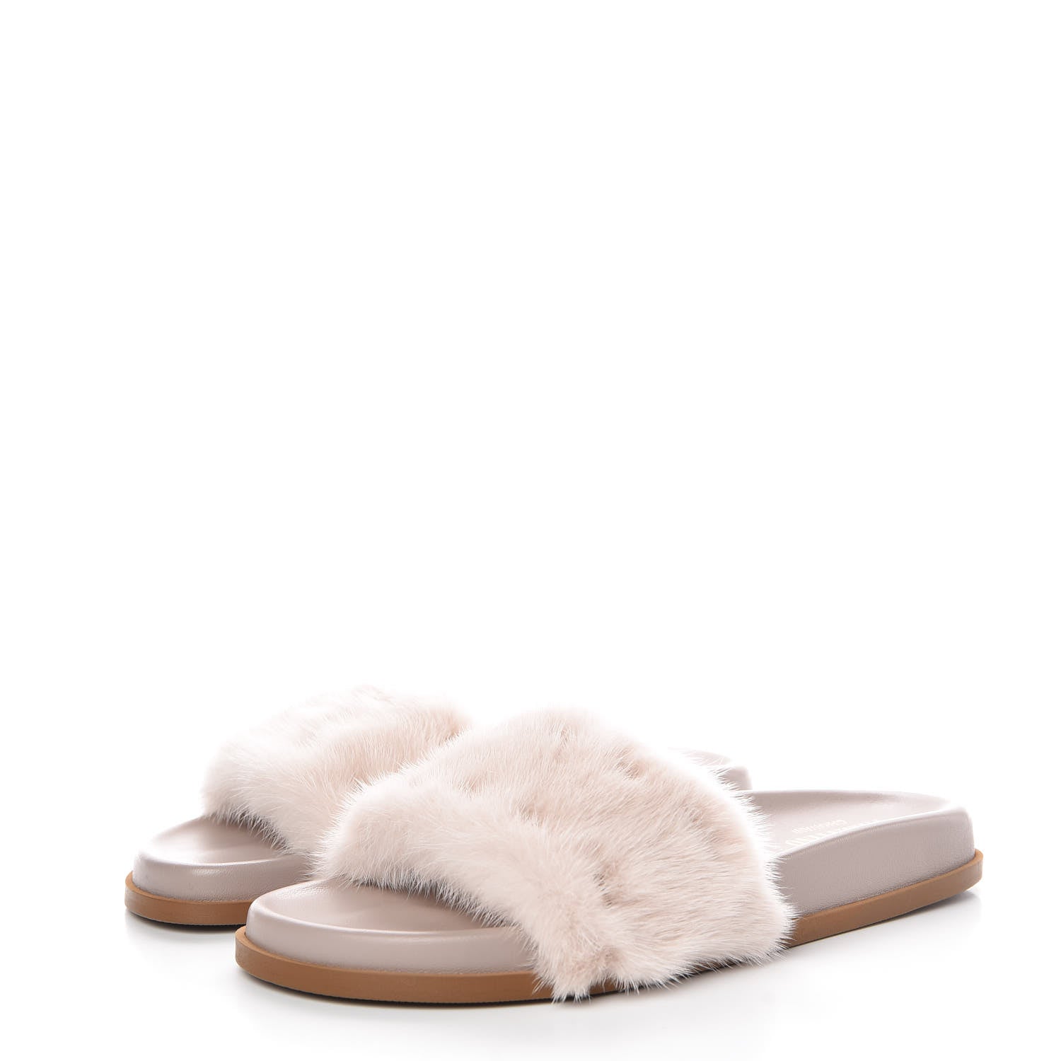 Valentino Garavani Mink Fur Rockstud Slide Sandals 39 Vapeur 3 of 9