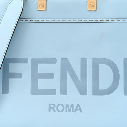 Fendi Vitello King Plexiglass Logo Embossed Medium Fendi Sunshine Shopper Tote Azzurro Baby 9 of 13