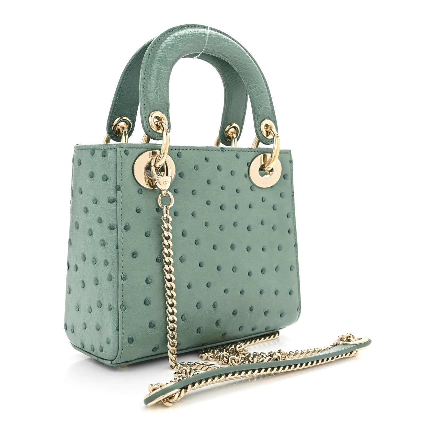 Christian Dior Ostrich Mini Lady Dior Green 1850247 – FASHIONPHILE Christian Dior Ostrich Mini Lady Dior Green 1850247 – FASHIONPHILE