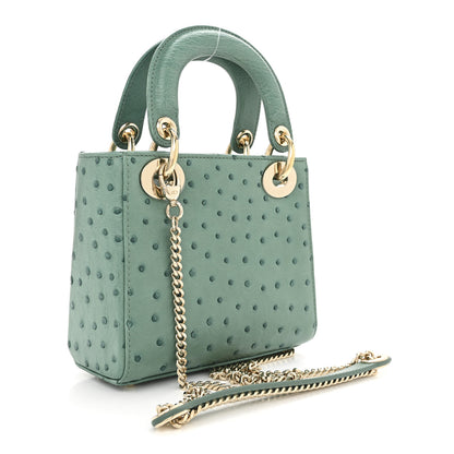 Christian Dior Ostrich Mini Lady Dior Green 3 of 11