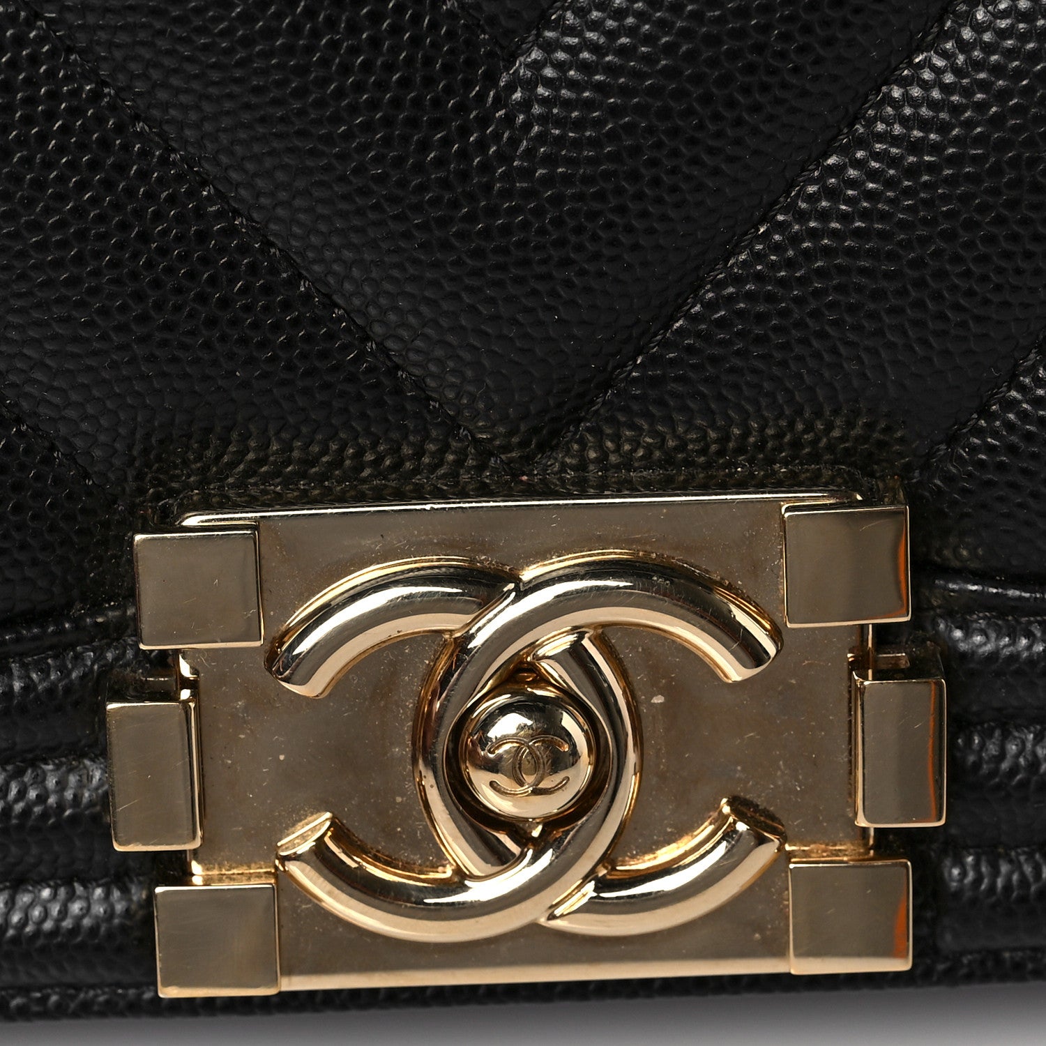 Chanel Caviar Chevron Quilted Medium Boy Flap Black 9 of 9