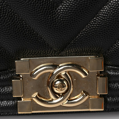 Chanel Caviar Chevron Quilted Medium Boy Flap Black 9 of 9