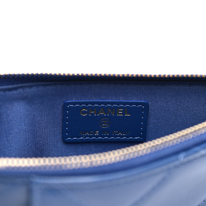 Chanel Shiny Goatskin Quilted Chanel 19 Flat Wallet Pouch Blue 6 of 8