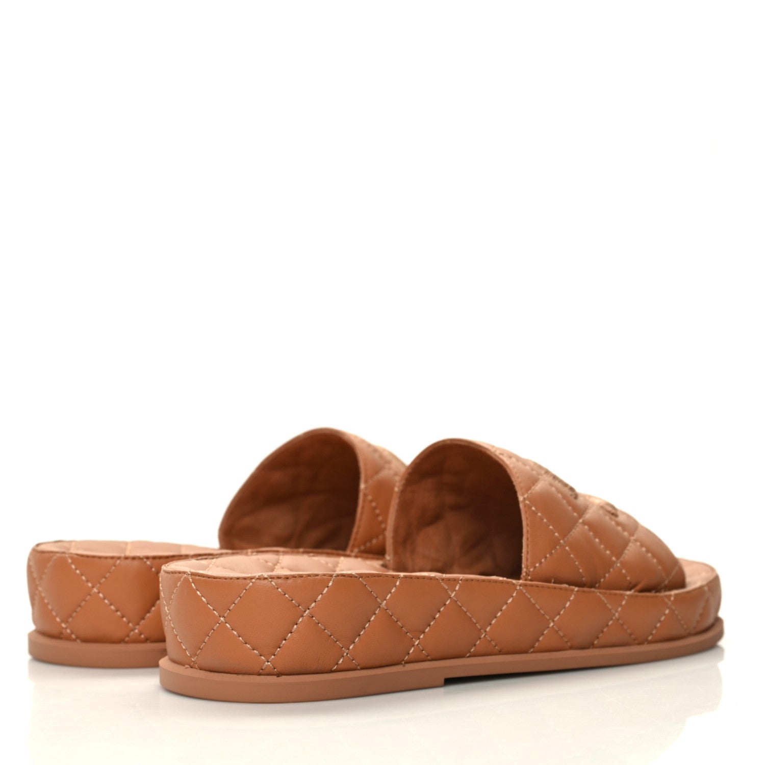 Chanel Lambskin Quilted CC Mules Sandals 36 Brown 4 of 9