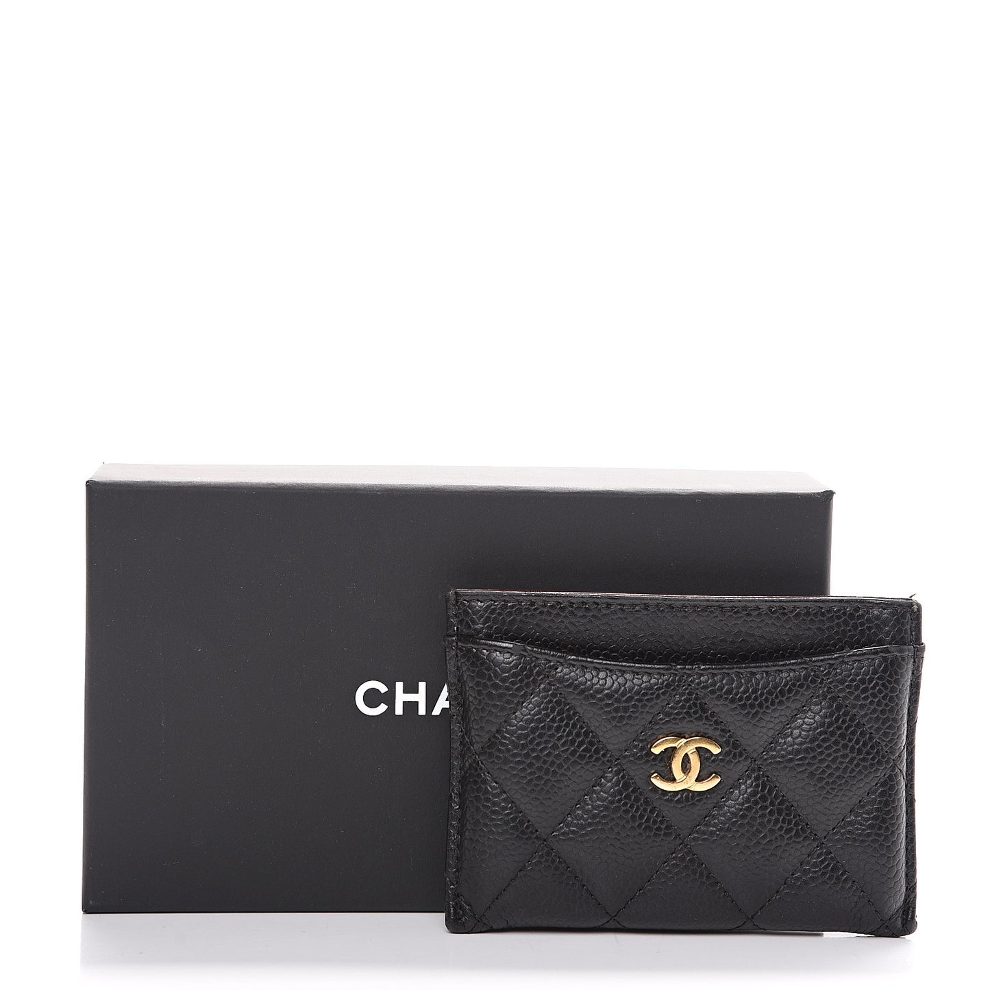 Caviar Quilted Card Holder Black