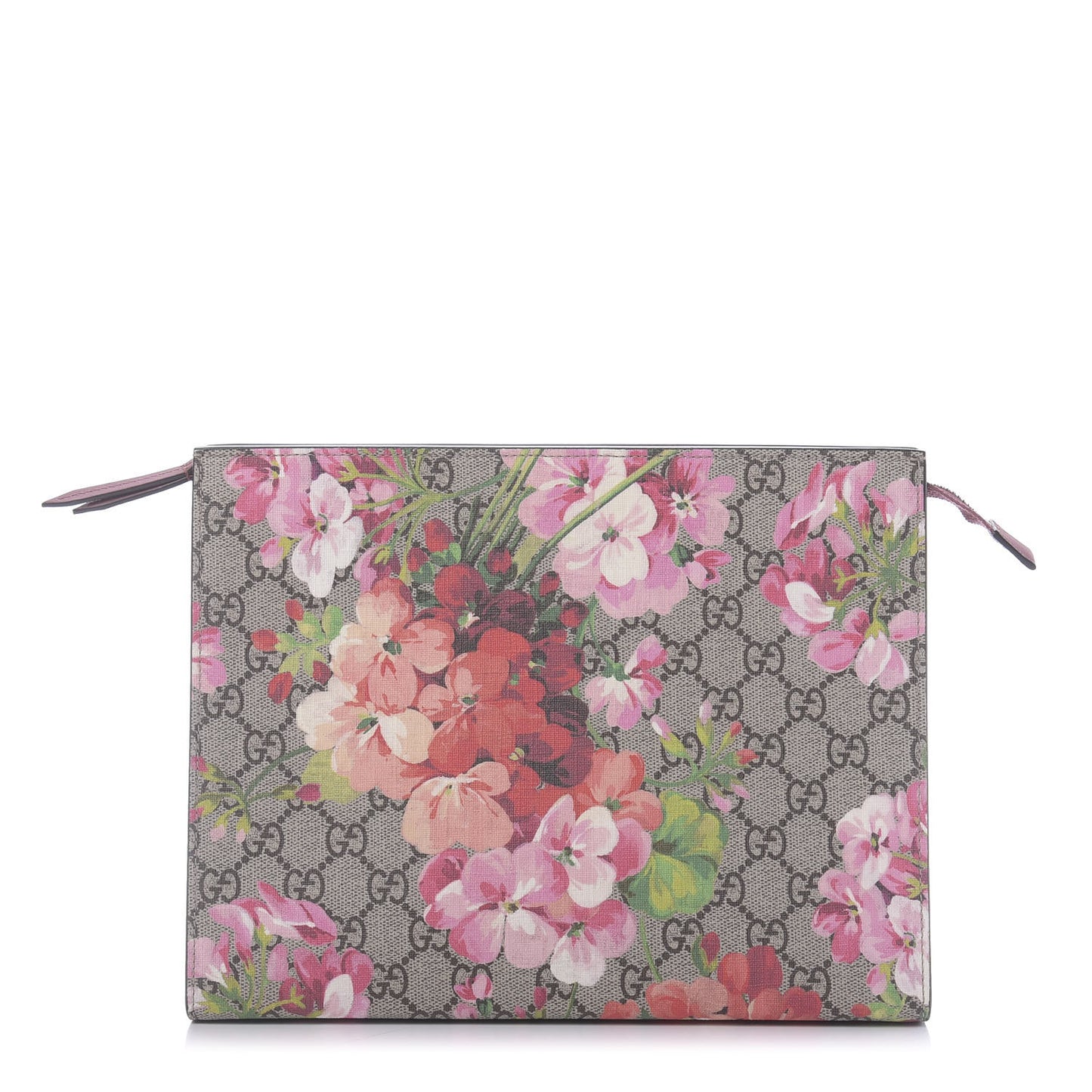 GG Supreme Monogram Blooms Large Cosmetic Case Beige Multicolor Dry Rose
