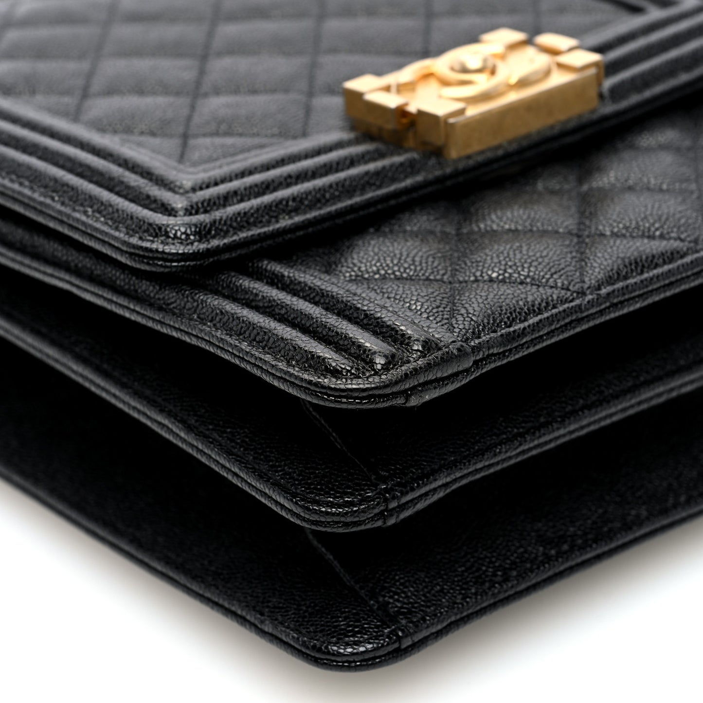 Caviar Quilted North South Boy Flap Black