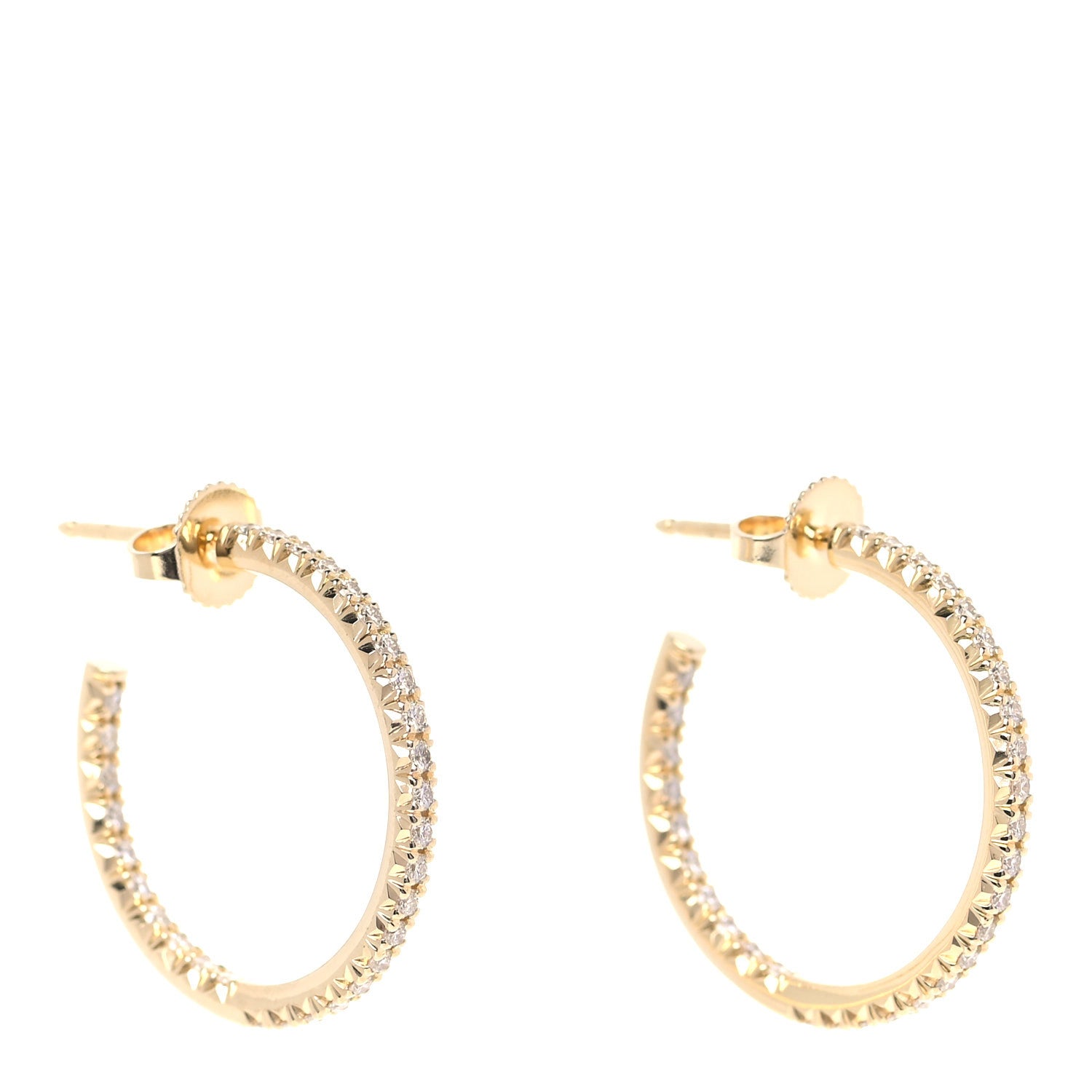 Tiffany 18K Yellow Gold Diamond Medium Metro Hoop Earrings 3 of 7