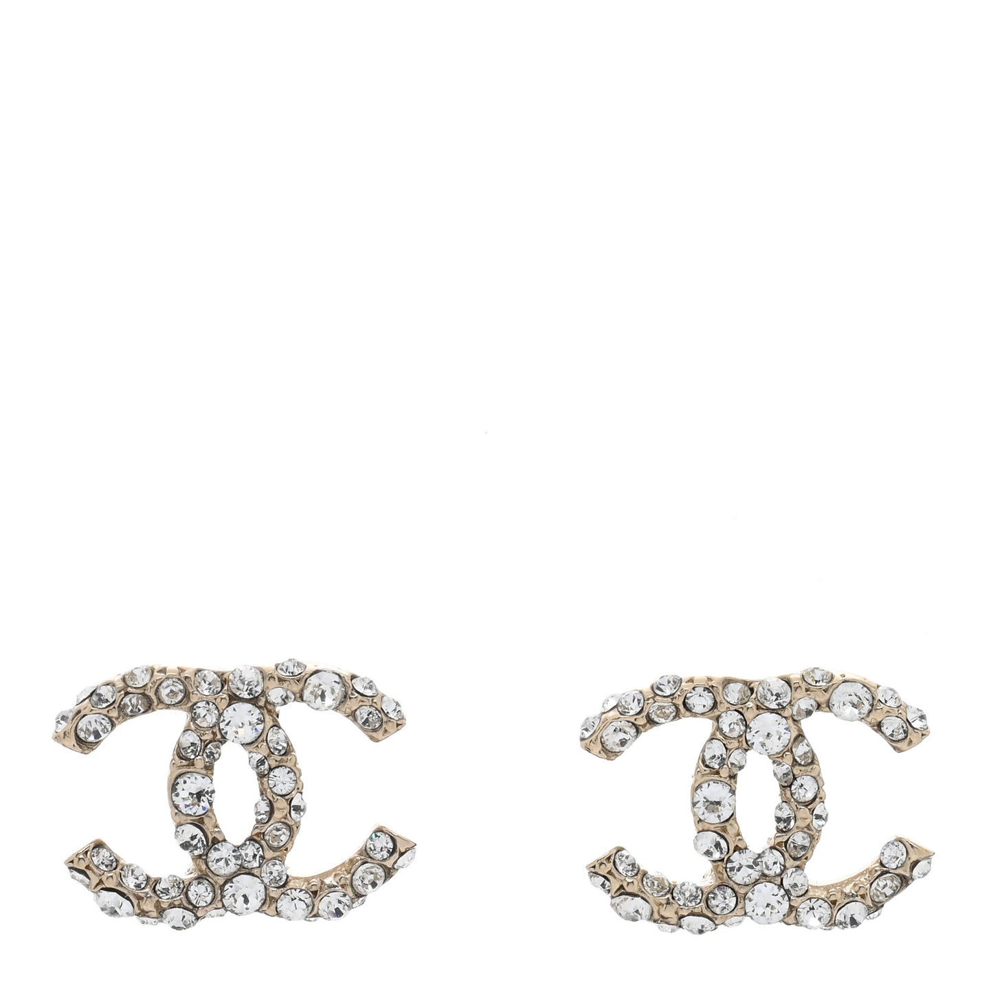 Crystal Studded CC Earrings Gold