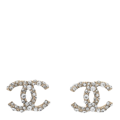 Chanel Crystal Studded CC Earrings Gold 1 of 4