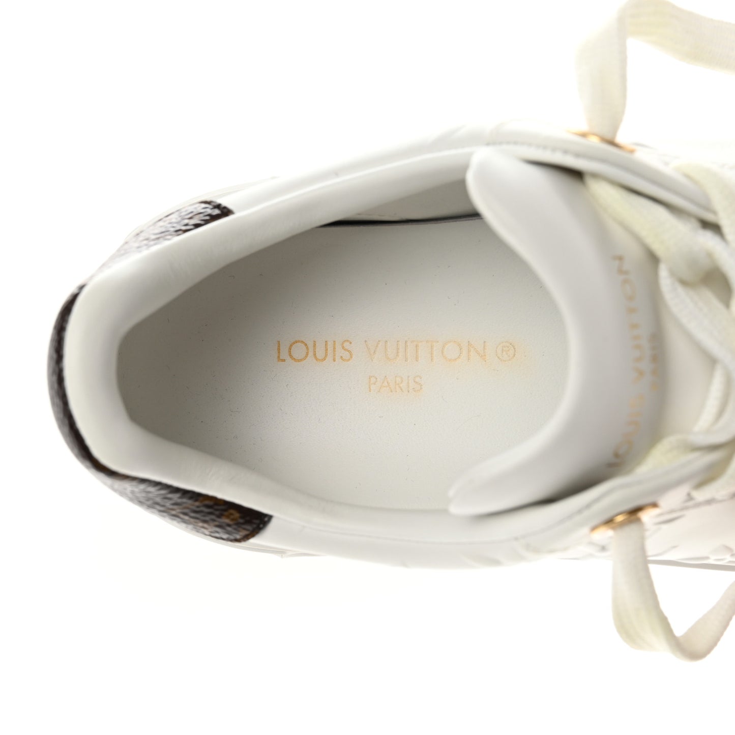 Lambskin Embossed Monogram Time Out Sneakers 36 White