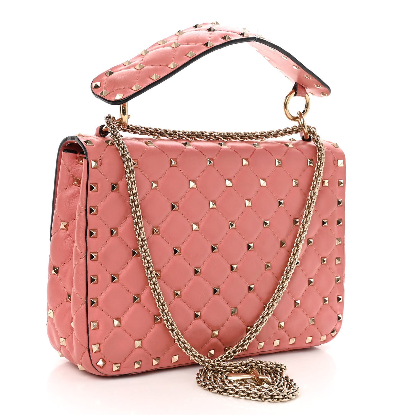 Nappa Medium Rockstud Spike Shoulder Bag Paradise Rose