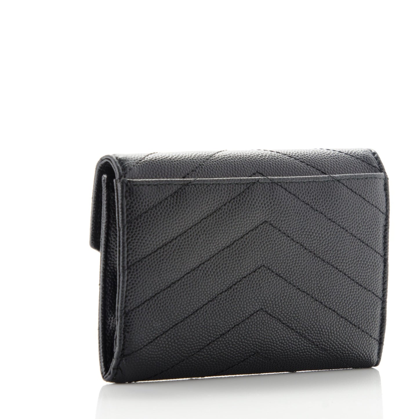 Grain De Poudre Matelasse Chevron Small Monogram Envelope Wallet Black
