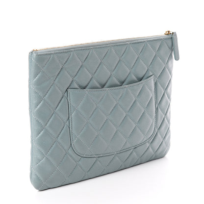Chanel Caviar Quilted Medium Cosmetic Case Light Blue 2 of 8