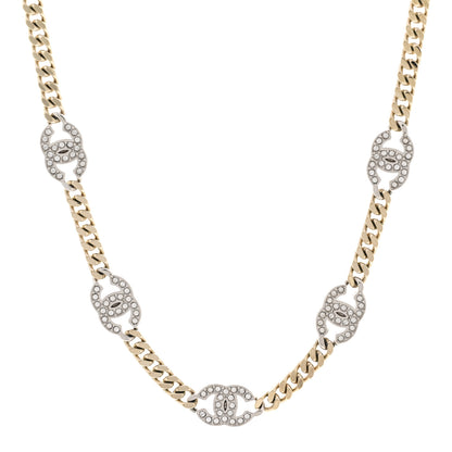Chanel Crystal Chain CC Link Choker Gold Silver 1 of 6