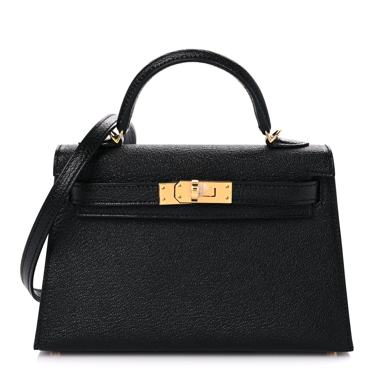 Hermes Chevre Mysore Horseshoe Mini Kelly Sellier 20 Black Rouge De Cour 1 of 8
