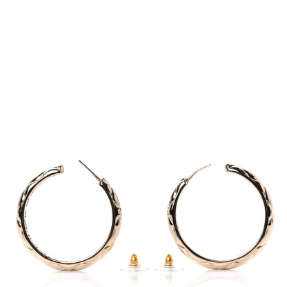 Chanel Metal Quilted CC Hoop Earrings Gold 3 of 4