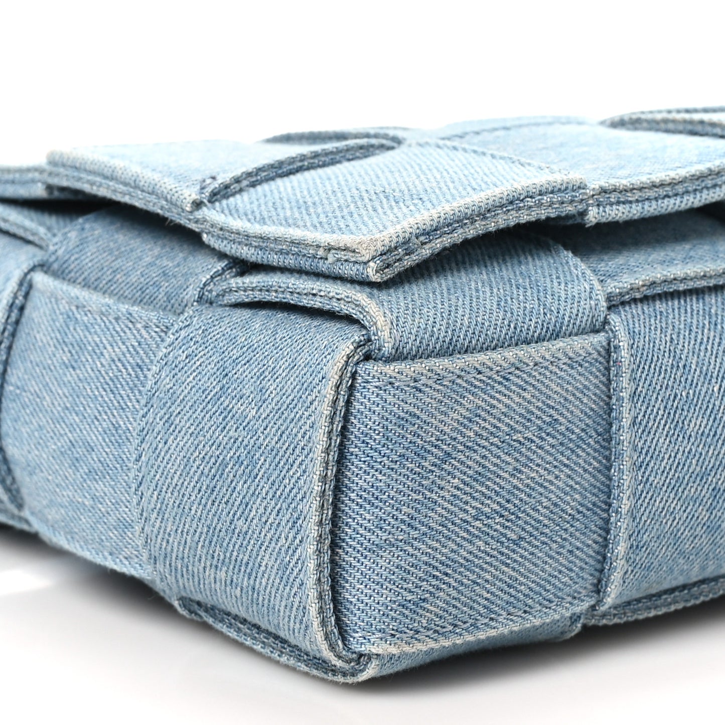 Denim Maxi Intrecciato Cassette Crossbody Bag Washed Indigo
