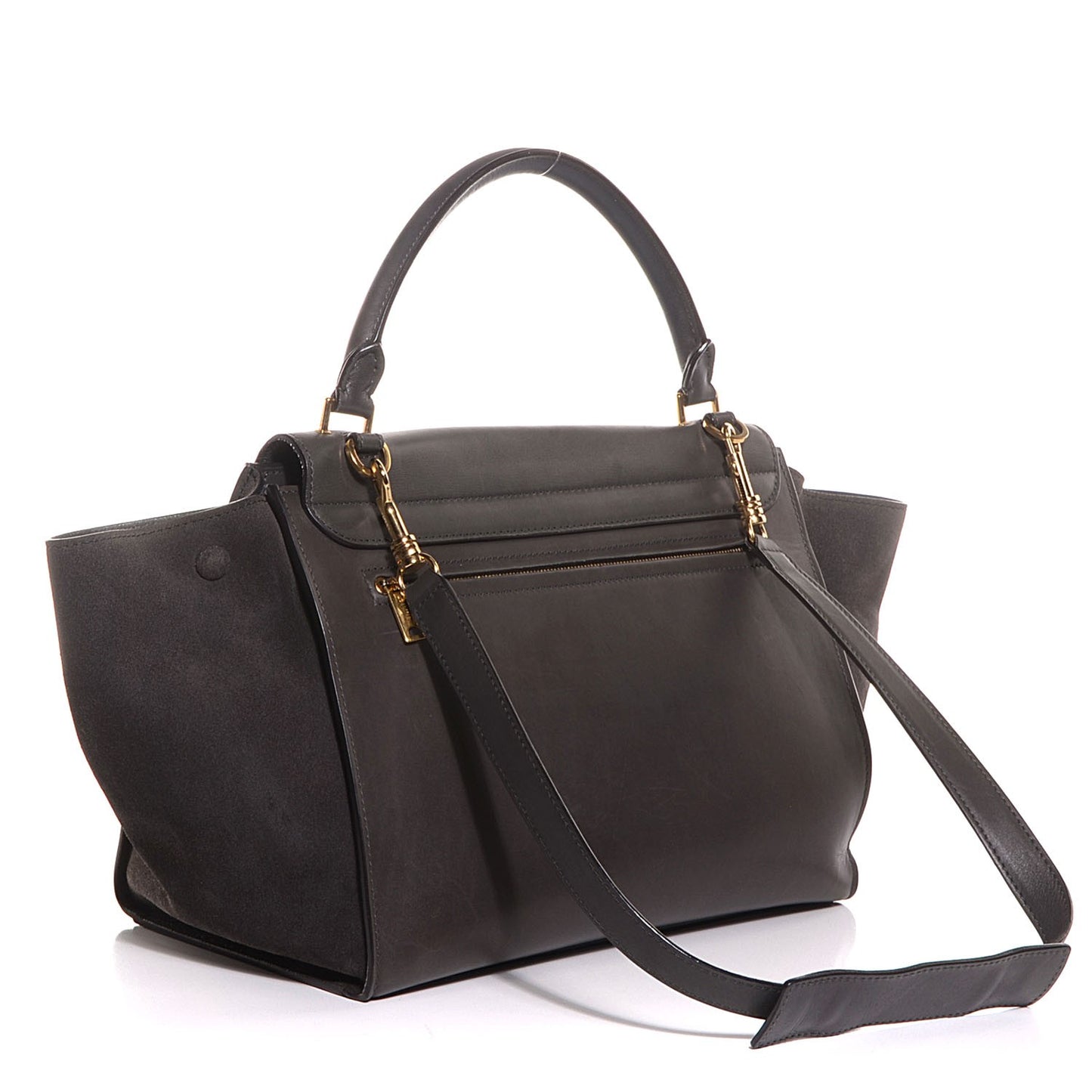 Smooth Calfskin Suede Medium Trapeze Grey